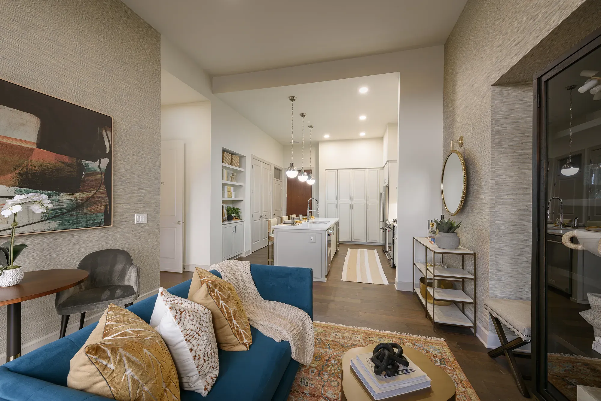 Modern one-bedroom living room.